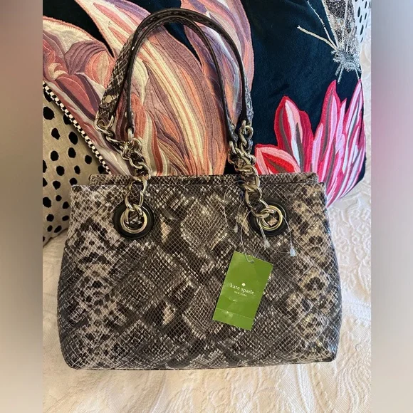 NWT Kate Spade Gorgeous quilted Small Maryanne Gold Coast Snakeskin Bag - Picture 5 of 10